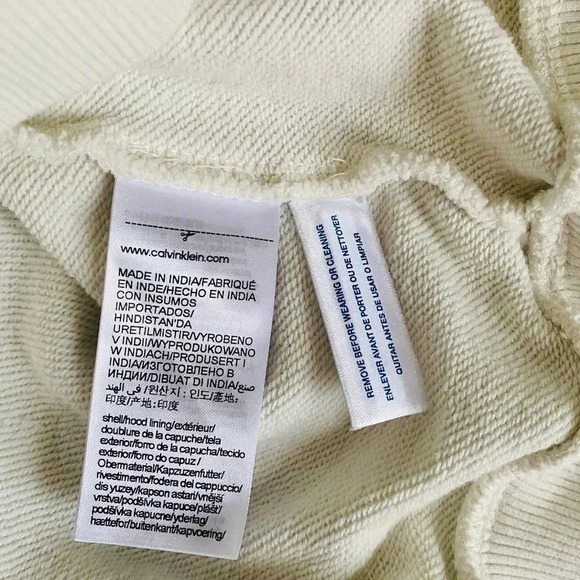 CALVIN KLEIN JEANS | Ivory Two Tone Monogram Back Logo Sweatshirt Hoodie Size L - Picture 12 of 12